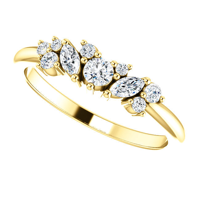 14k Gold 1/3 Natural Diamond Cluster Diamond Ring