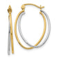 14k White and Yellow Gold  overlapping thin oval hoops