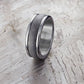 8mm Grey Tungsten Carbide Ring - Meteorite Insert with Round Edge Size 10