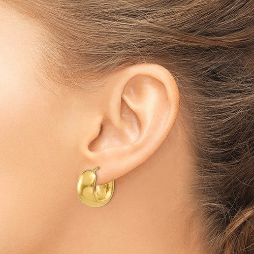 14K Yellow Gold 9 mm Wide Bubble Polished Hoop Earring