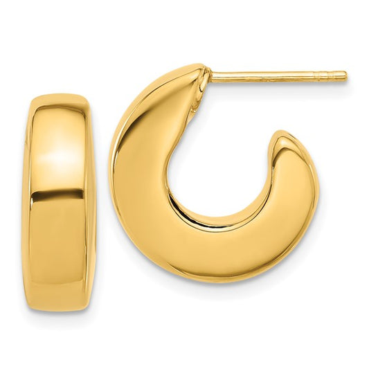 14k Yellow Gold Modern J-Hook Earrings
