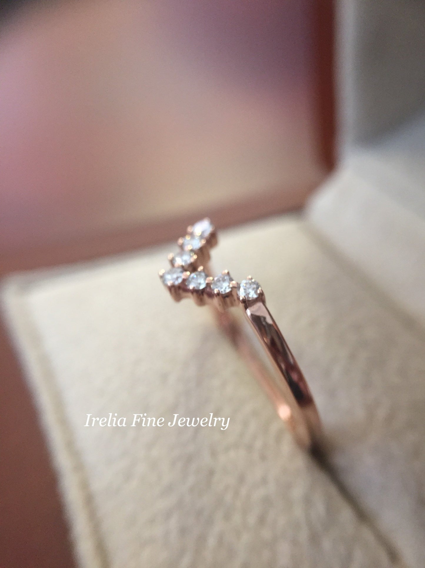 Custom Jewelry Sample : 14K Rose Gold V Contour Wedding Band