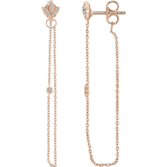 14K Rose Gold .08 CTW Diamond Chain Earrings