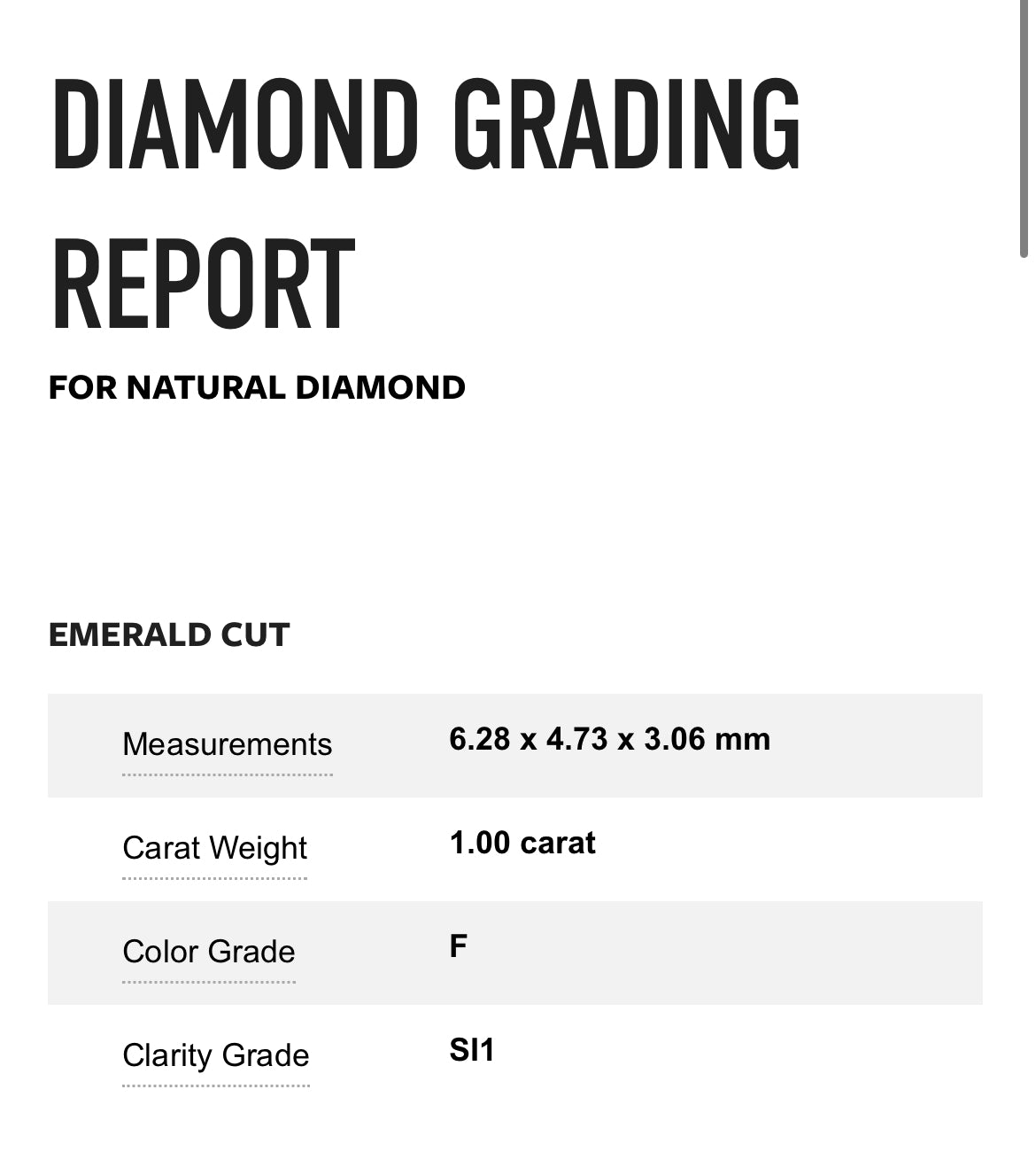 Emerald cut diamond on sale mm to carat