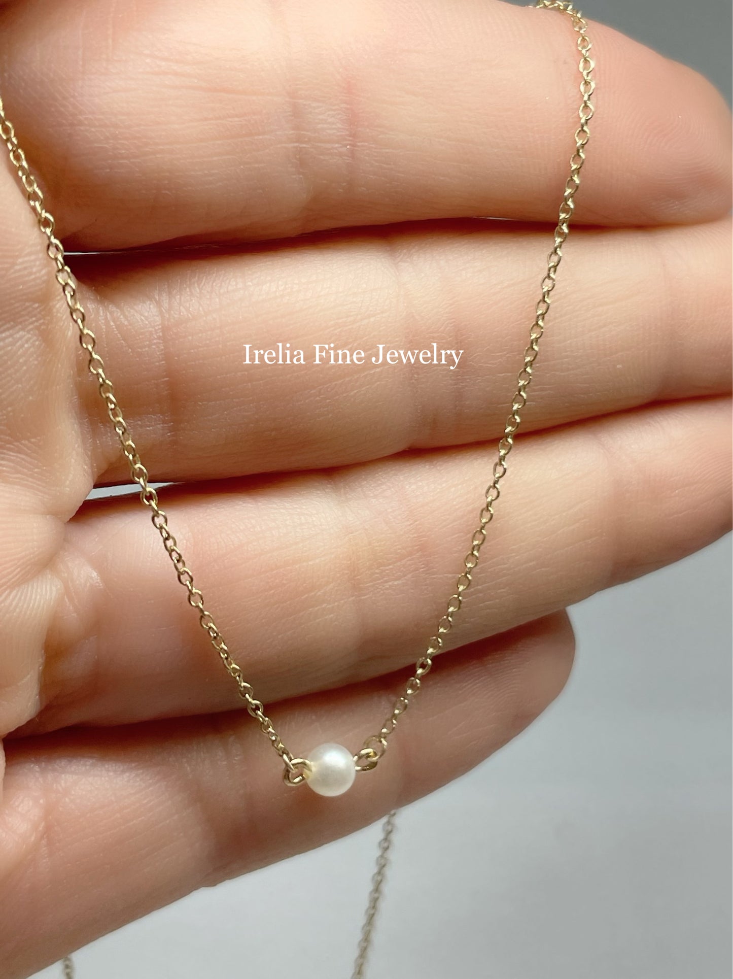 Tiny 14K Yellow Gold Freshwater Cultured Pearl, comes with adjustable 16-18" Necklace