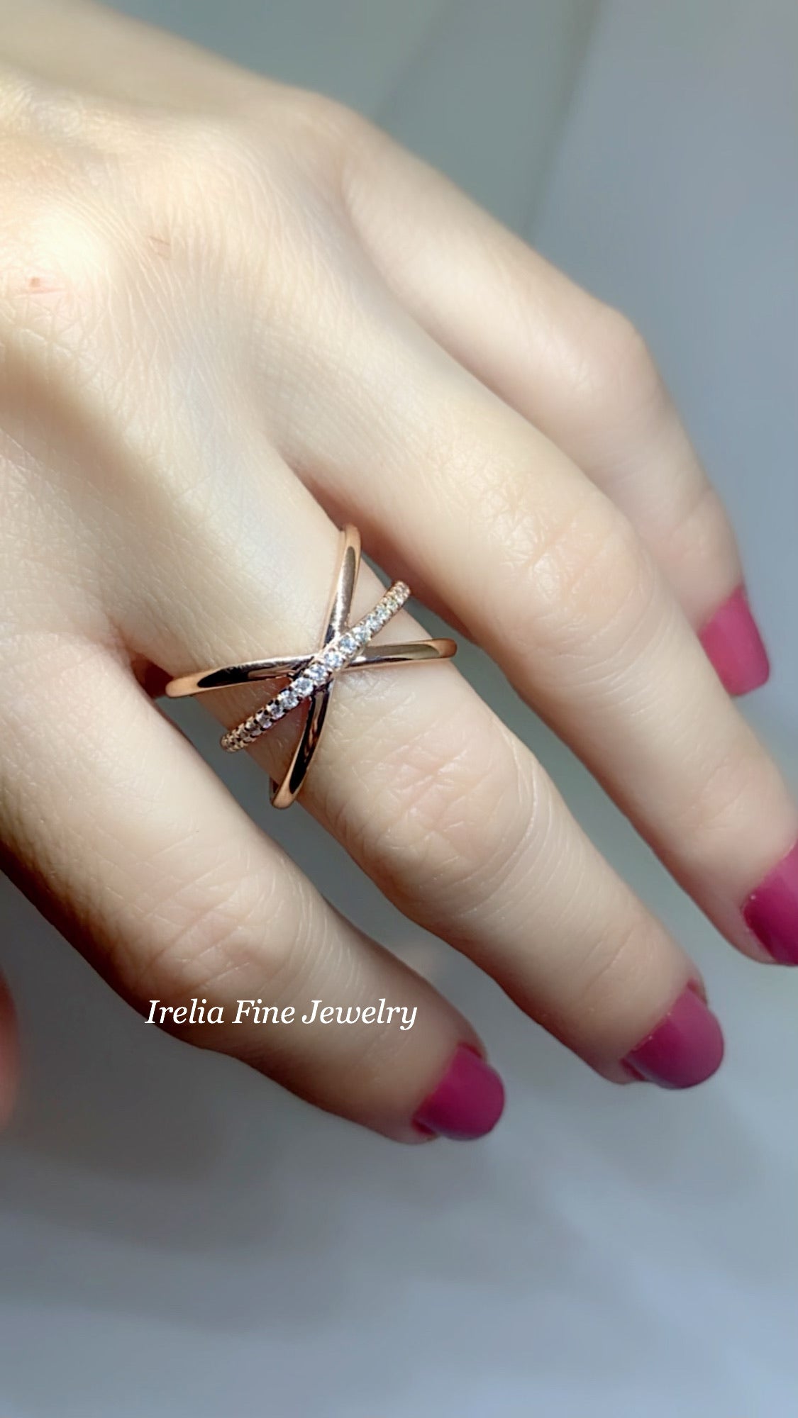 14K Rose Gold with 1 6 CTW Natural Diamond Ring with Criss Cross Design