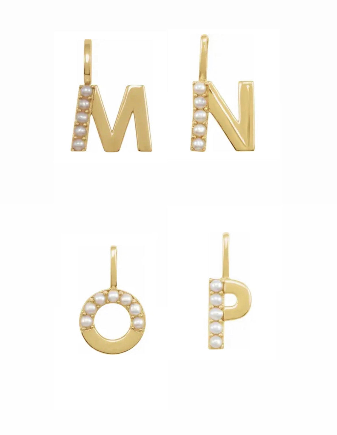 14k Gold Initial with Pearls