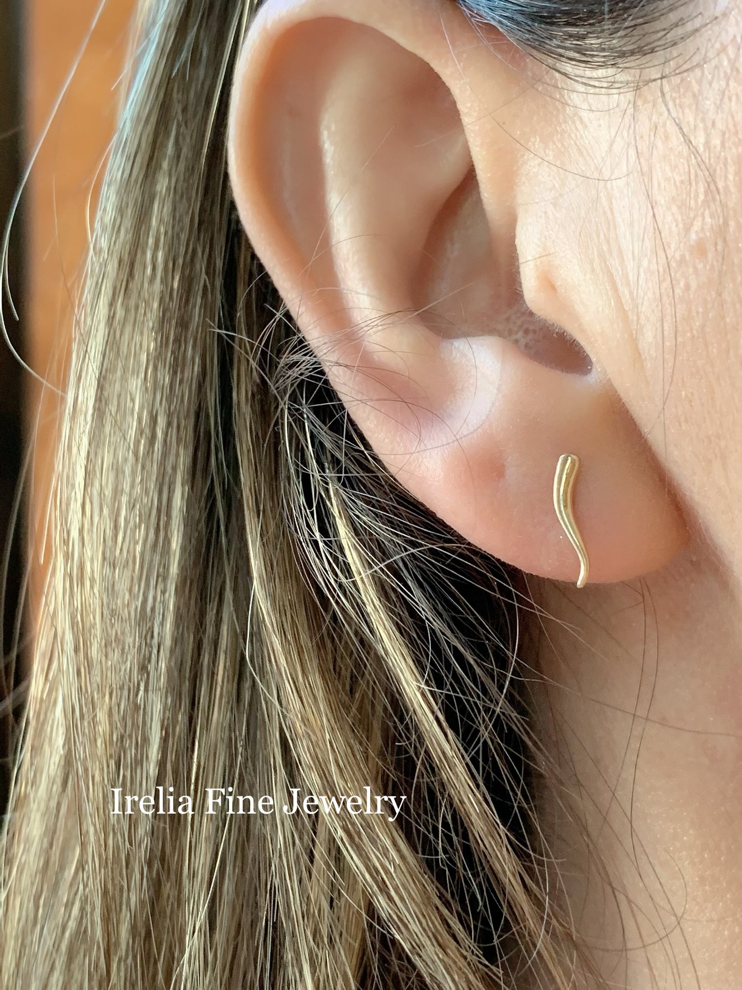 Small Gold Italian Horn earrings Studs 