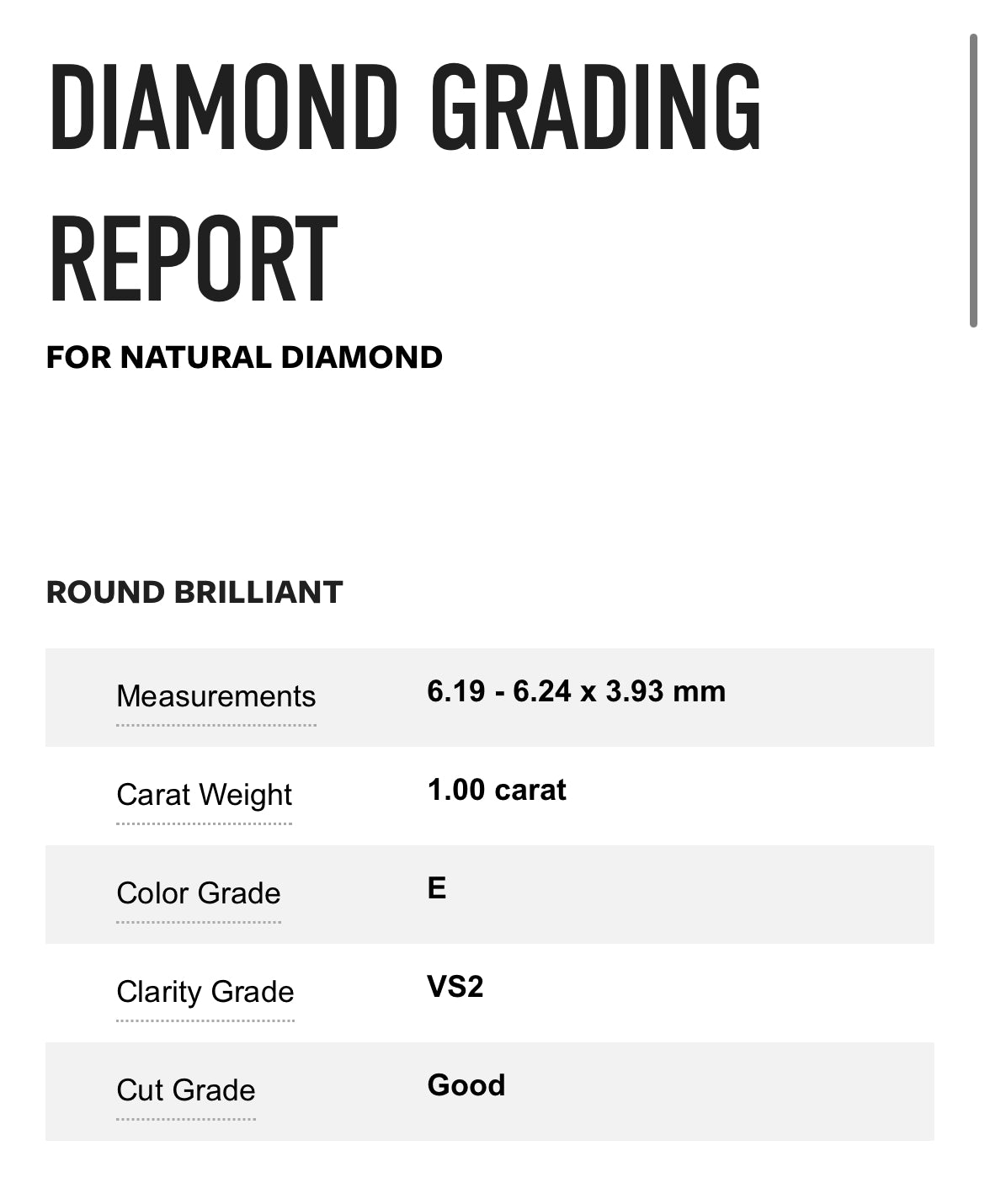 1.00 Carat Round Diamond E , VS2 , GIA Certified 2183179932