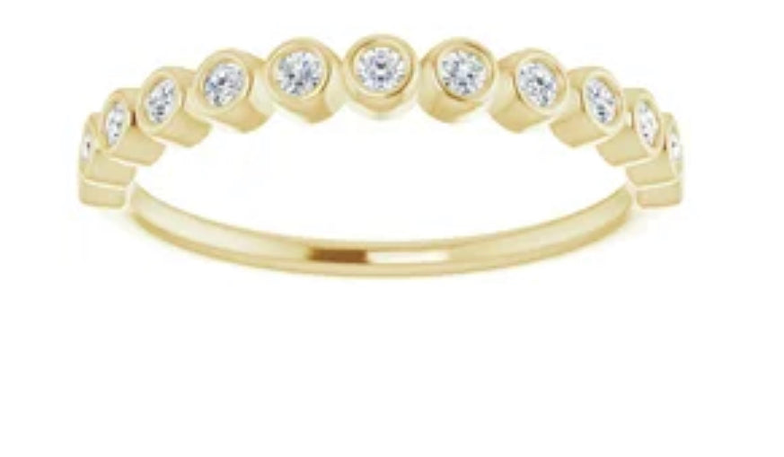 14K Gold 1/5 CTW Bezel Set Natural Diamond Stackable Ring