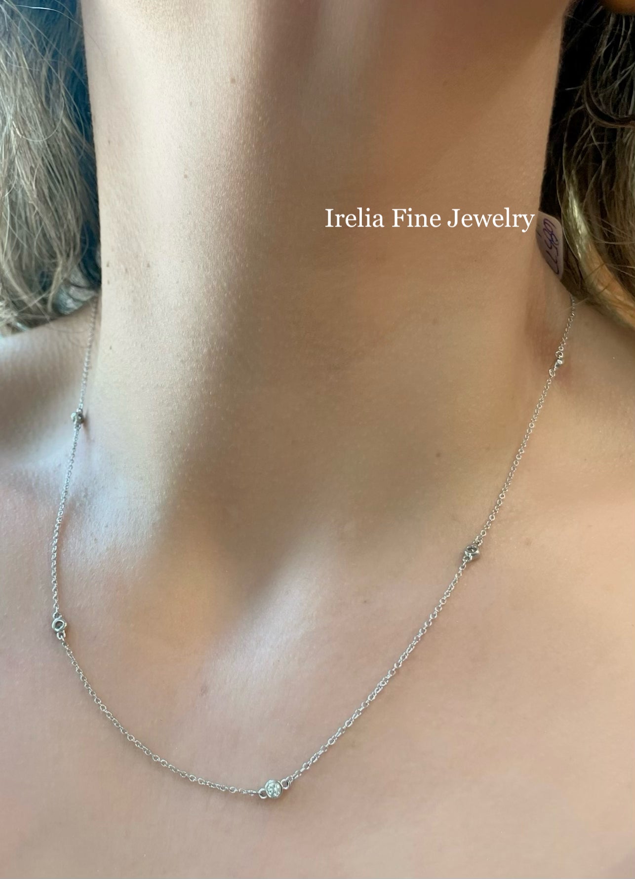 14K White 1/4 CTW Natural Diamond 5-Station, Comes with 14k Gold 18" Necklace