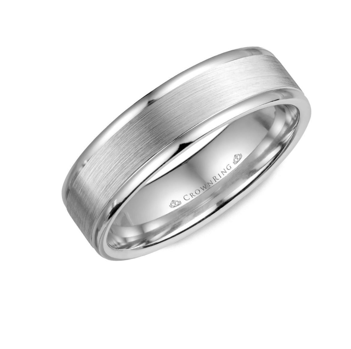 CrownRing Collection - 14k White Gold 6mm Flat Edge With Satin Finish