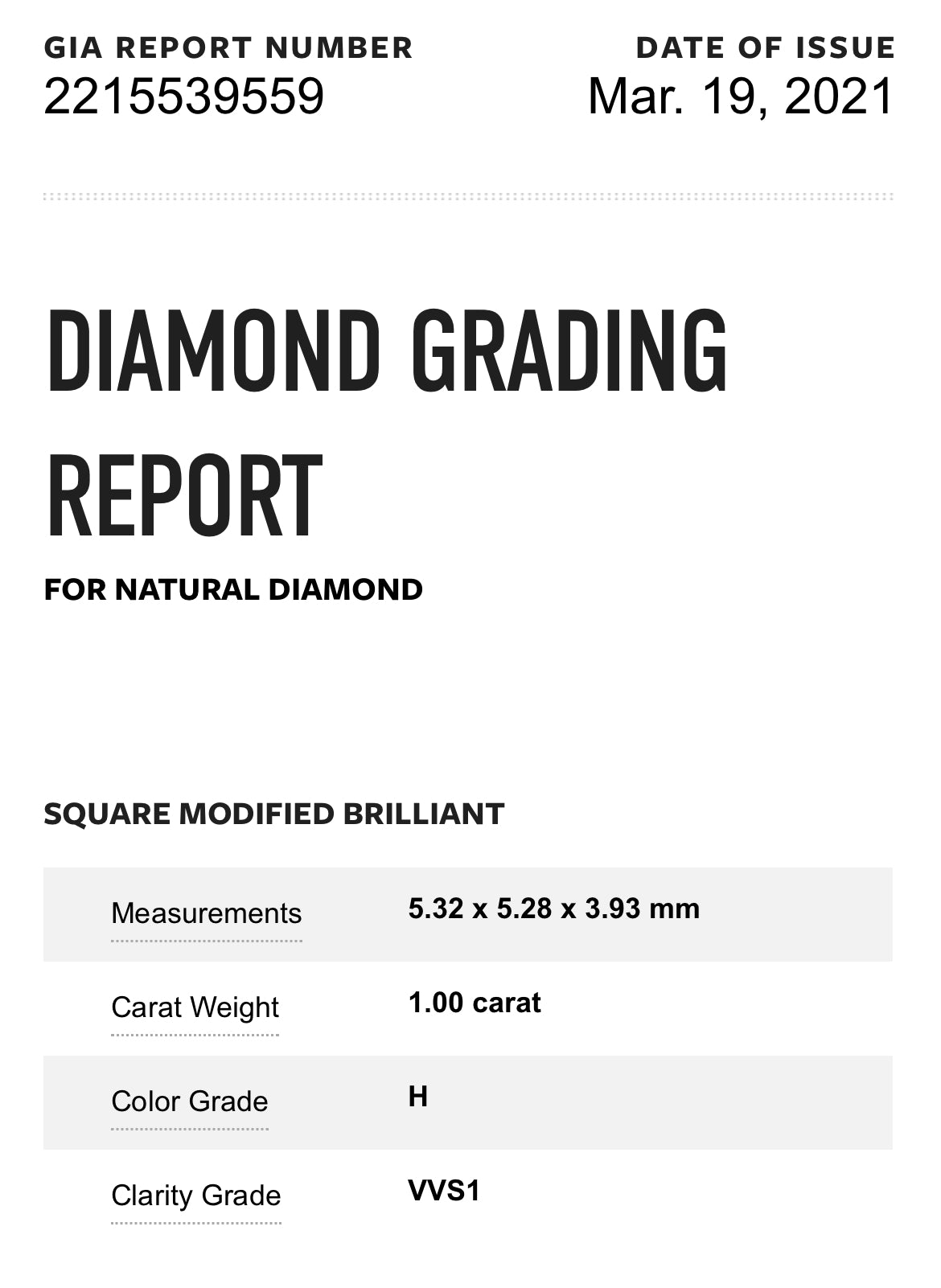 1.00 Carat Princess Cut Diamond H , VVS1 , GIA Certified 221559559