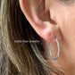 14K White Gold Decorative Hoop Earrings
