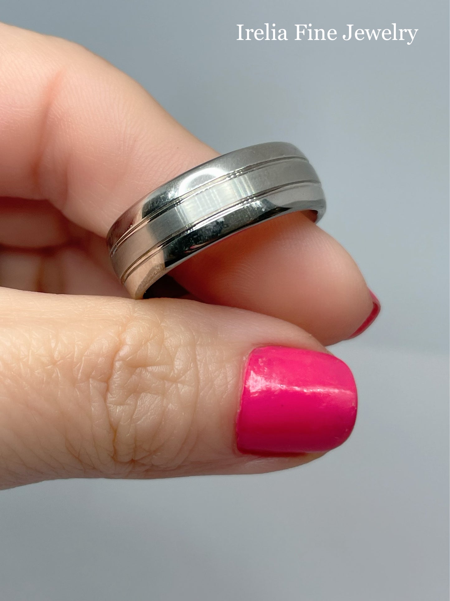 8MM Tungsten Carbide Ring - Bright Finish and Edge Size 10