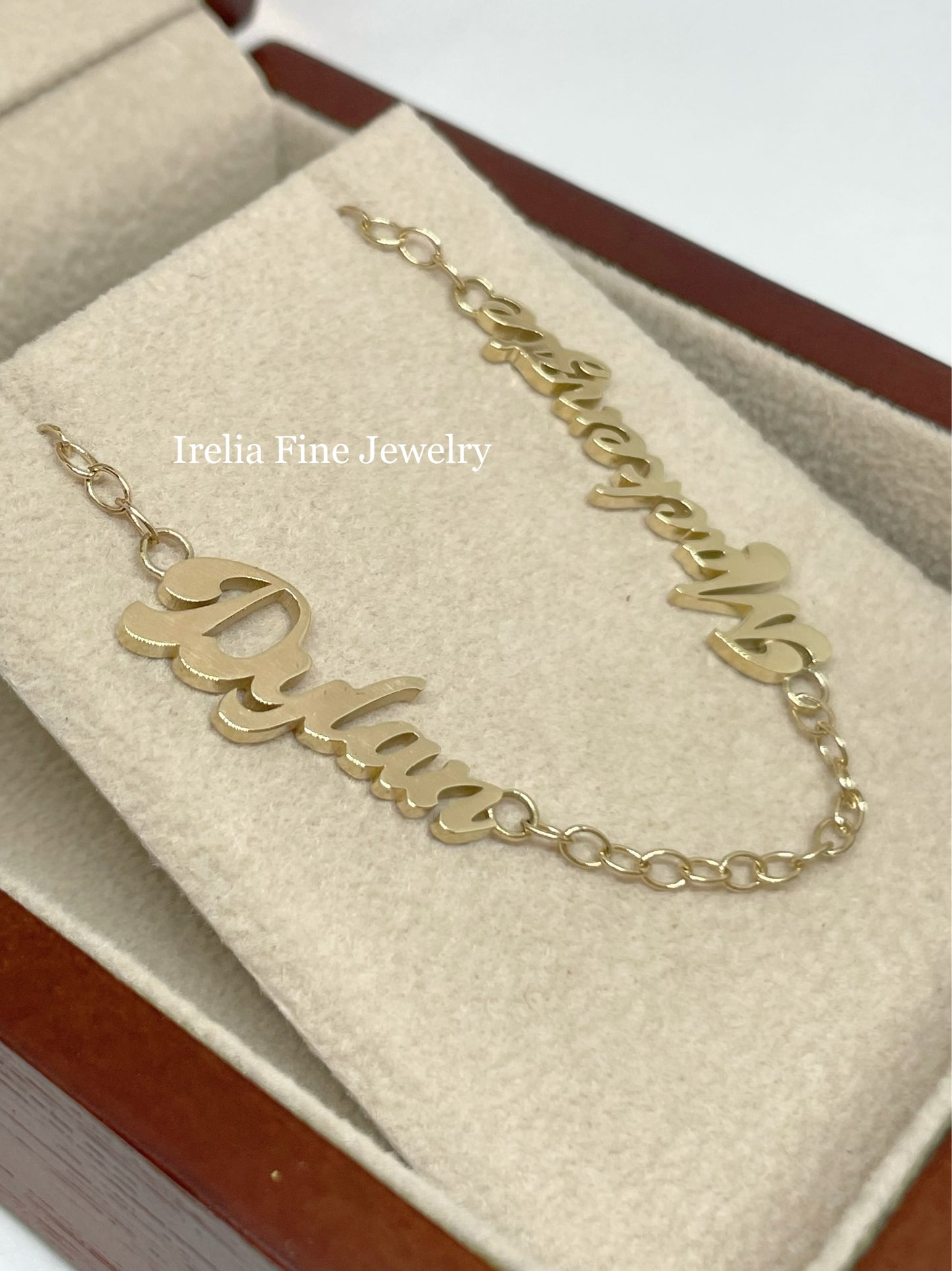 Custom Personalized Neck Wear : 14k Gold Double Name Necklace