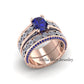 Lab Diamonds and Gemstone 2 tone Engagement Ring & Wedding Band