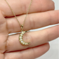 14K Yellow Gold Natural White Opal Cabochon Crescent Moon, comes with 14k yellow gold adjustable chain