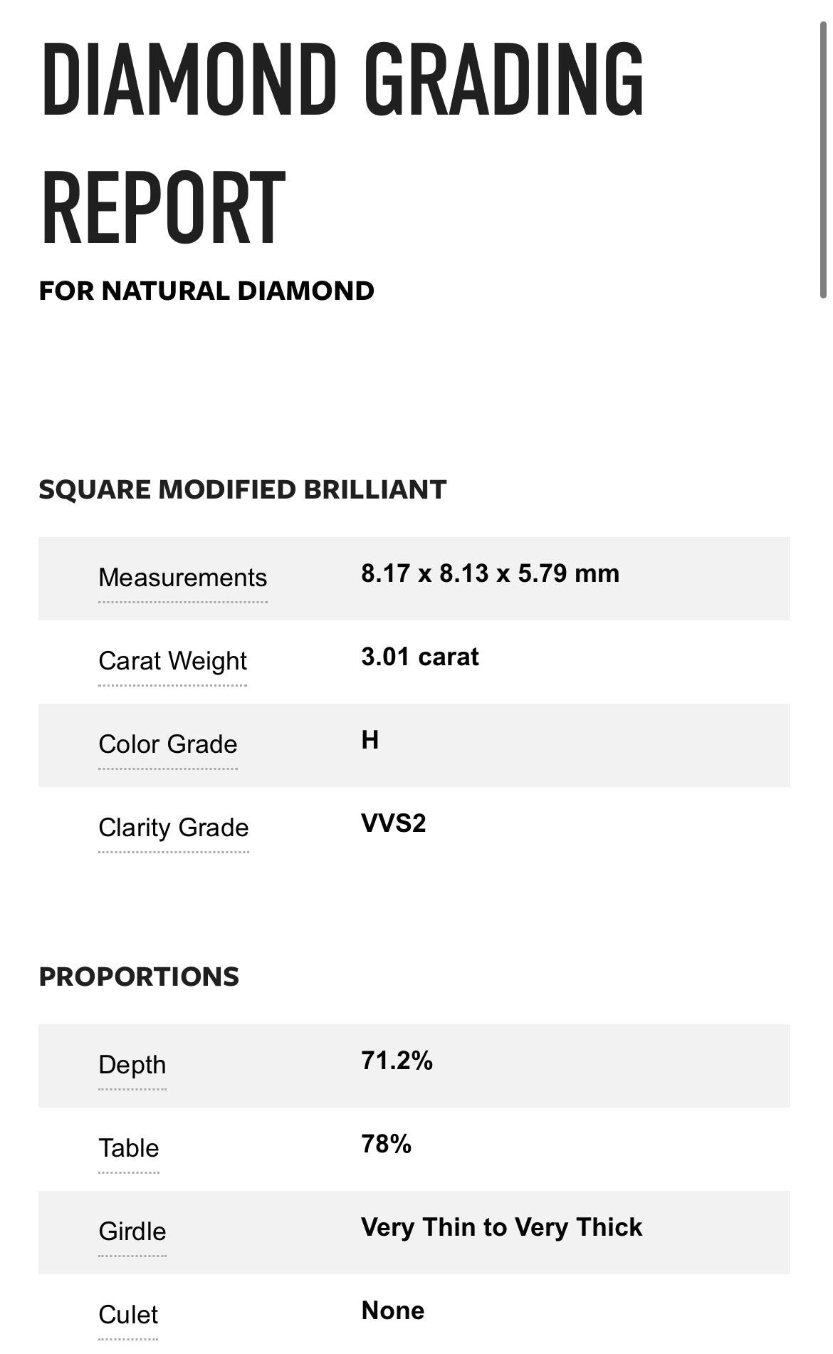 3.01 Carat Princess Cut Diamond H , VVS2 , GIA Certified 2141963422  // Available For Purchase