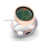 Custom Two-Tone Signet Ring in 14k Rose Gold & Platinum - Family Crest Stone Provided By Client