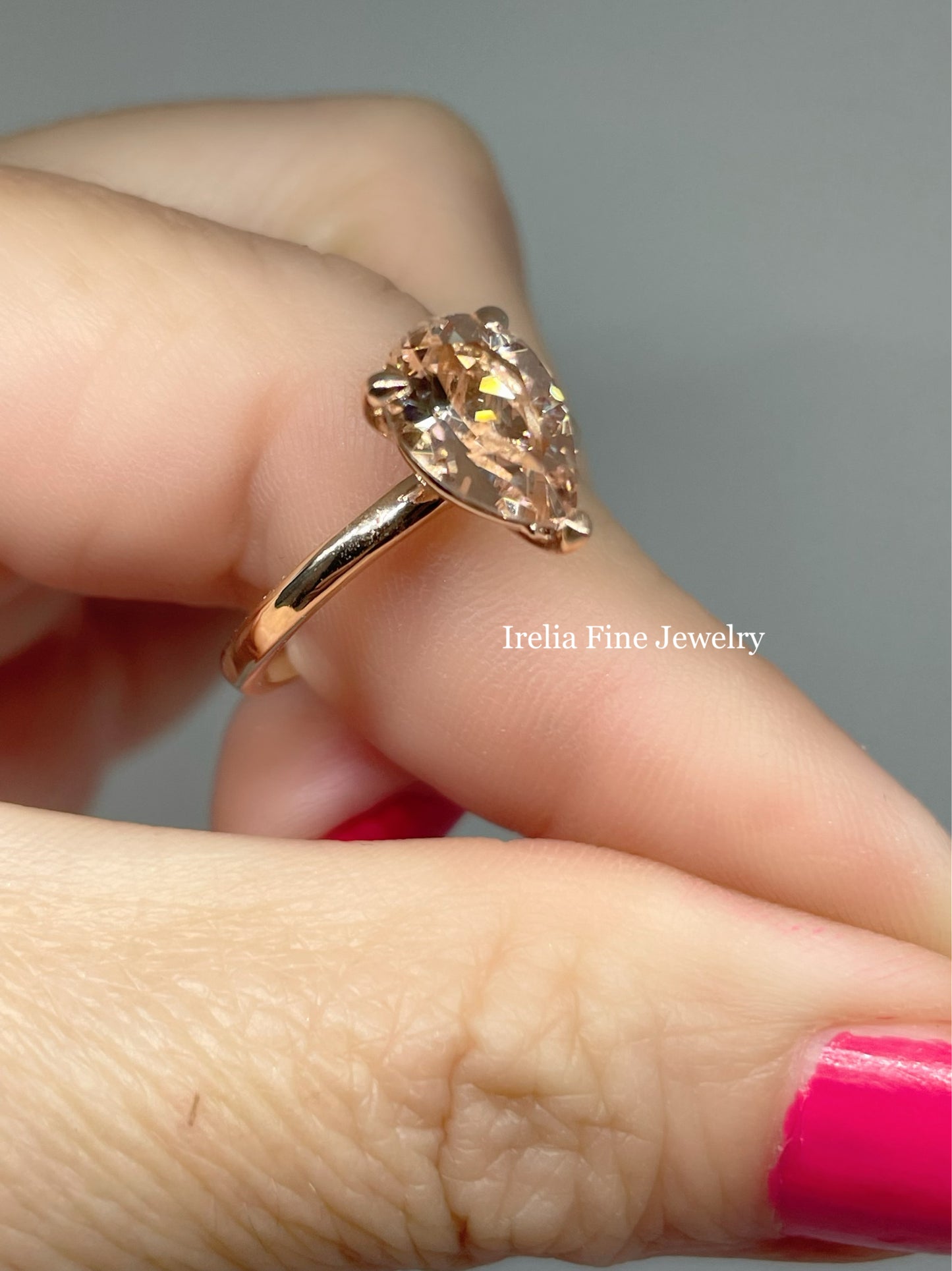 2 carat Morganite Engagement Ring , Rose gold 