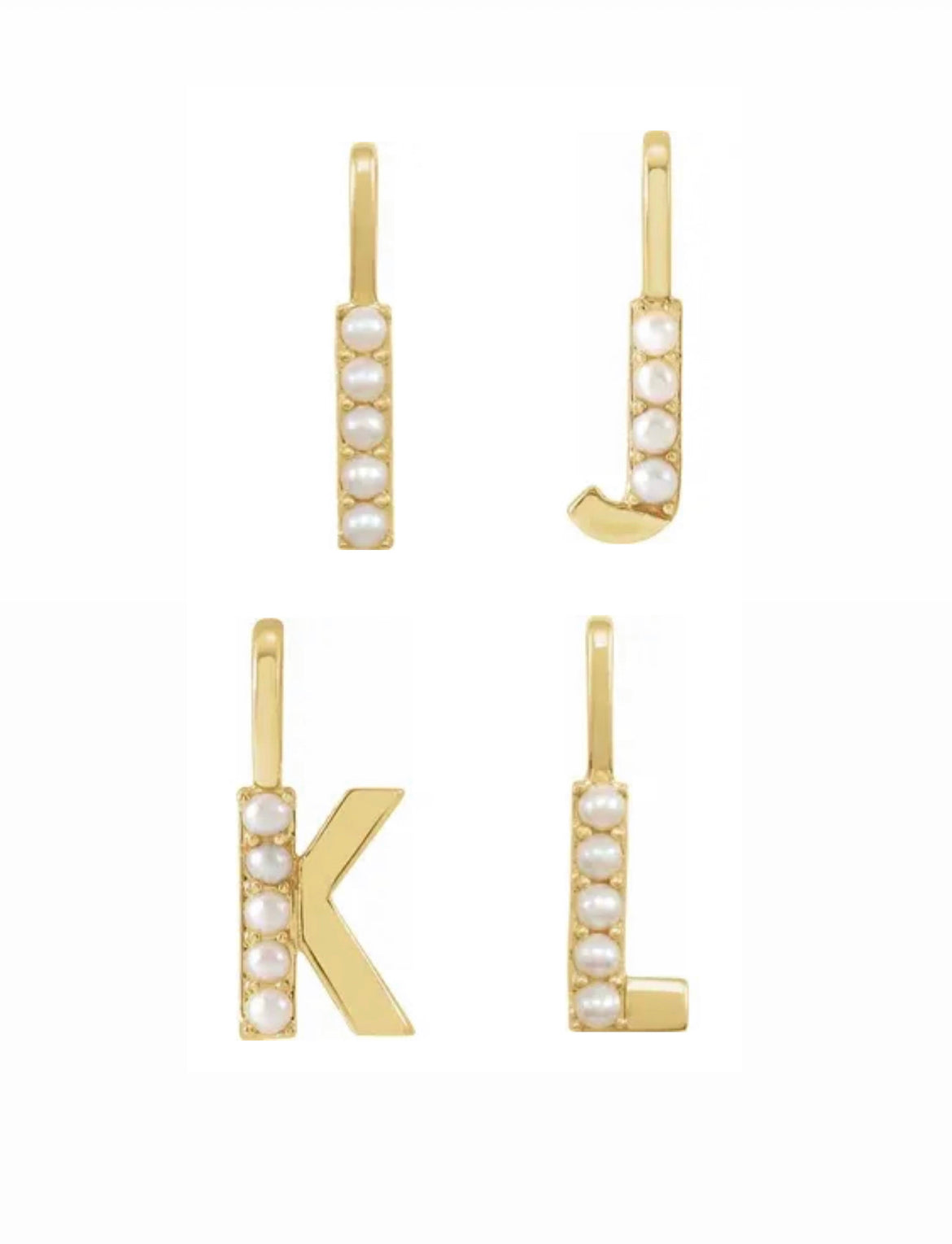 14k Gold Initial with Pearls