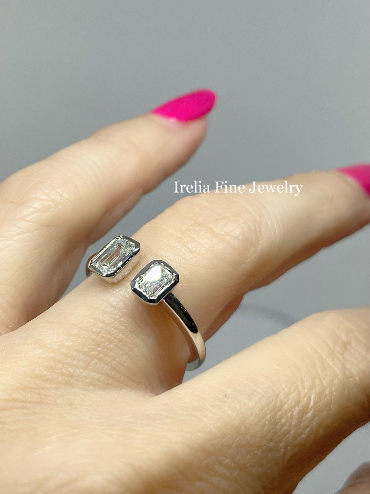 1.00 Carat Emerald Cut Lab Diamond Ring, 14k White Gold