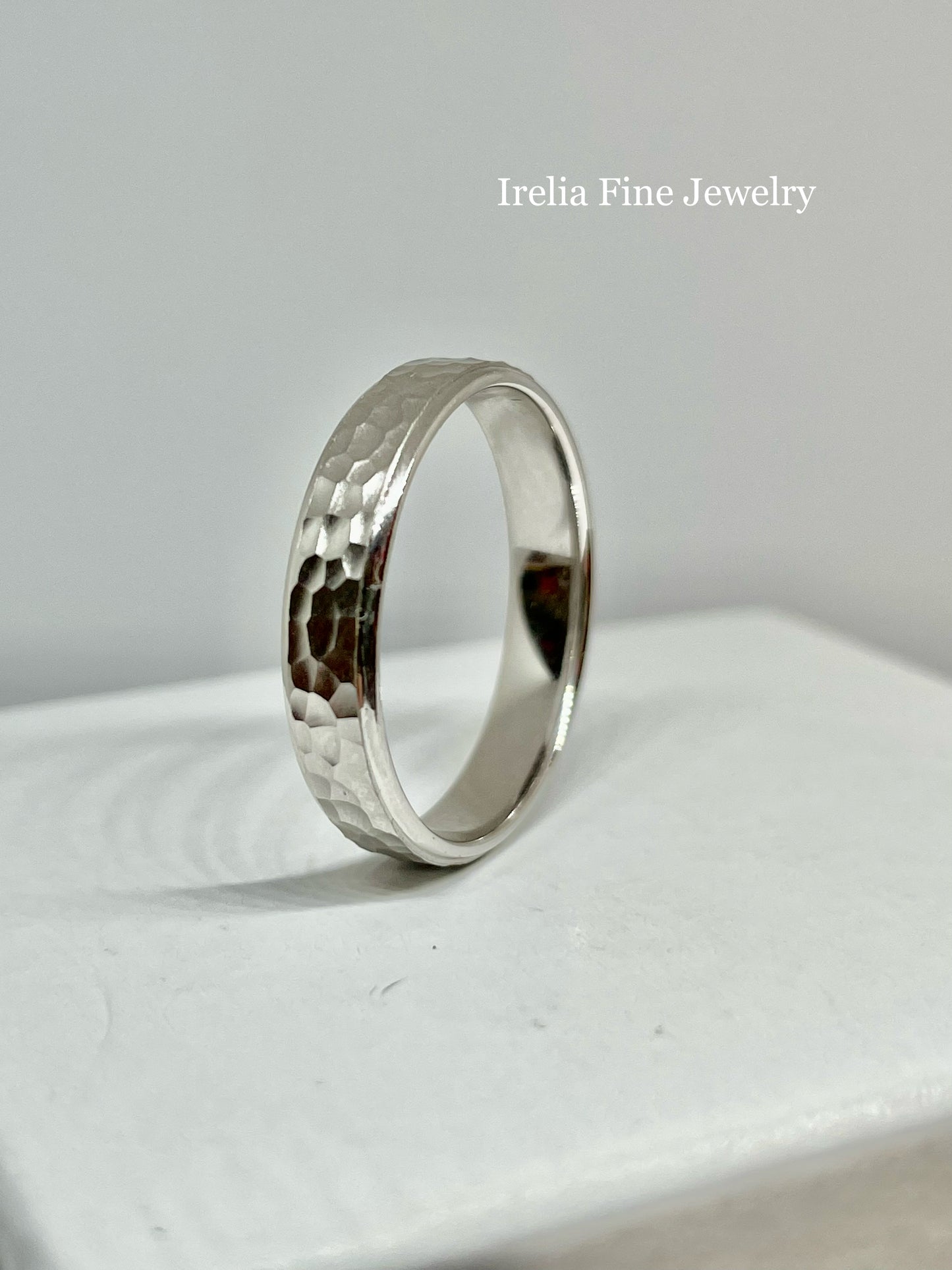 CrownRing Collection - 14k White Gold 4.5 mm textured center band