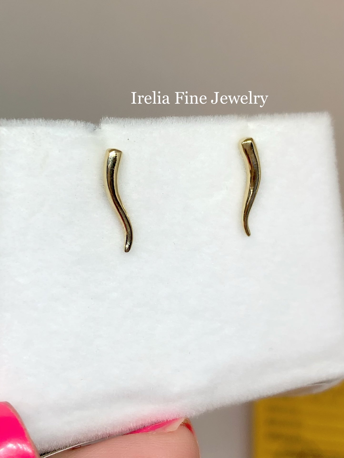 Small Gold Italian Horn earrings Studs 