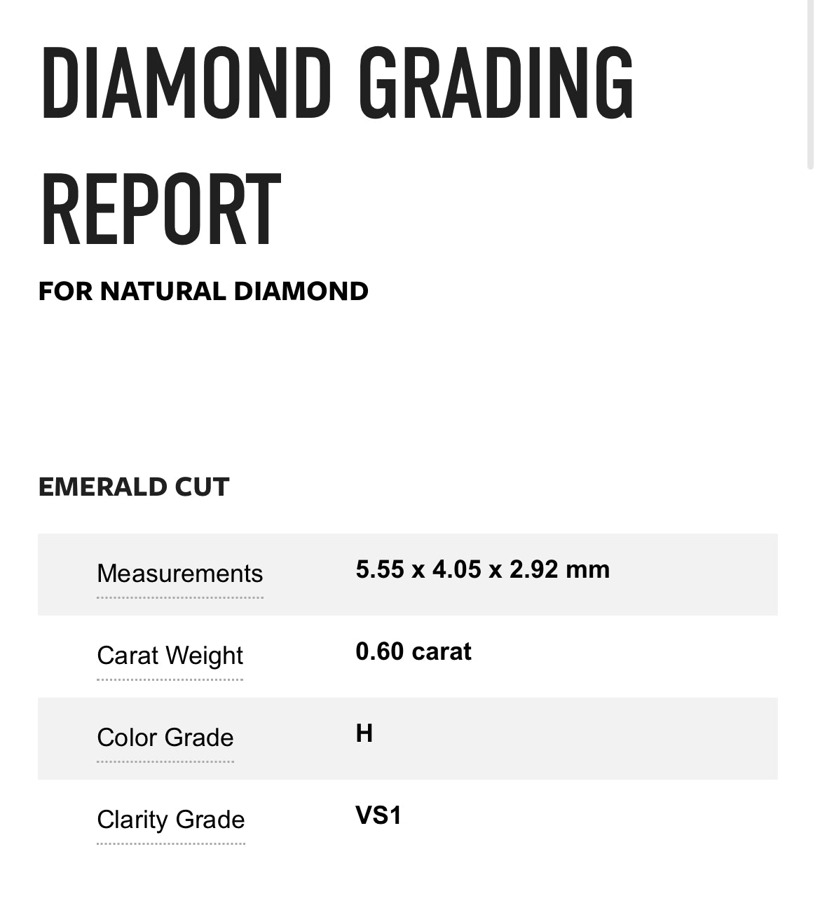 .60 Carat Emerald Cut Diamond H, VS1 , GIA CERTIFICATE 2175895668
