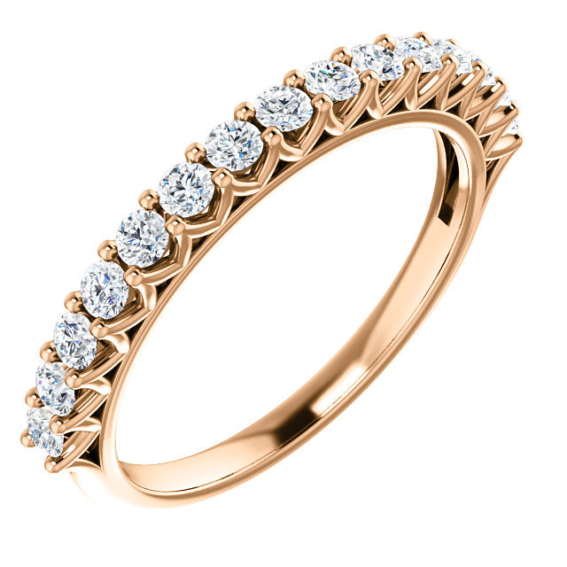 14K Gold 1/2 CTW Diamond Shared Prong Wedding or Stackable Ring