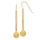 14k Yellow Gold Diamond Cut Bead Ball Dangle Earrings